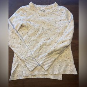 White sweater with color fabric throughout from old navy